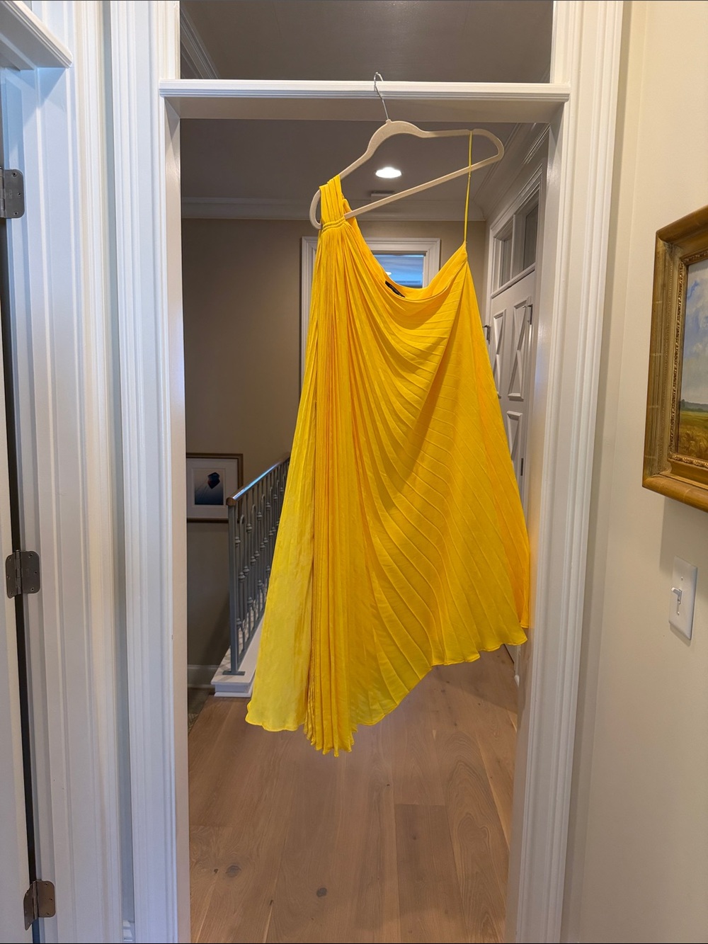 Banana Republic Yellow One-Shoulder Pleated Dress
